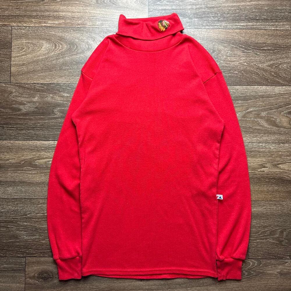 Vintage Red 1990s Majestic Athletic Chicago Black Hawks Turtleneck Long Sleeve